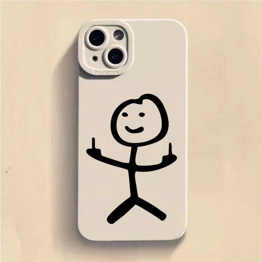 Cute Cartoon Matchman Matte Silicone Phone Case For iPhone 16 11 12 13 14 15 17 Pro Max XR XS X 7 8 Plus SE2 16E Soft Back Cover