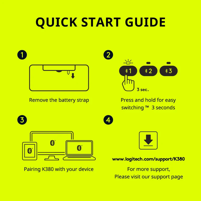 Logitech K380 Wireless Bluetooth Network Red Keyboard Tablet iPad Office