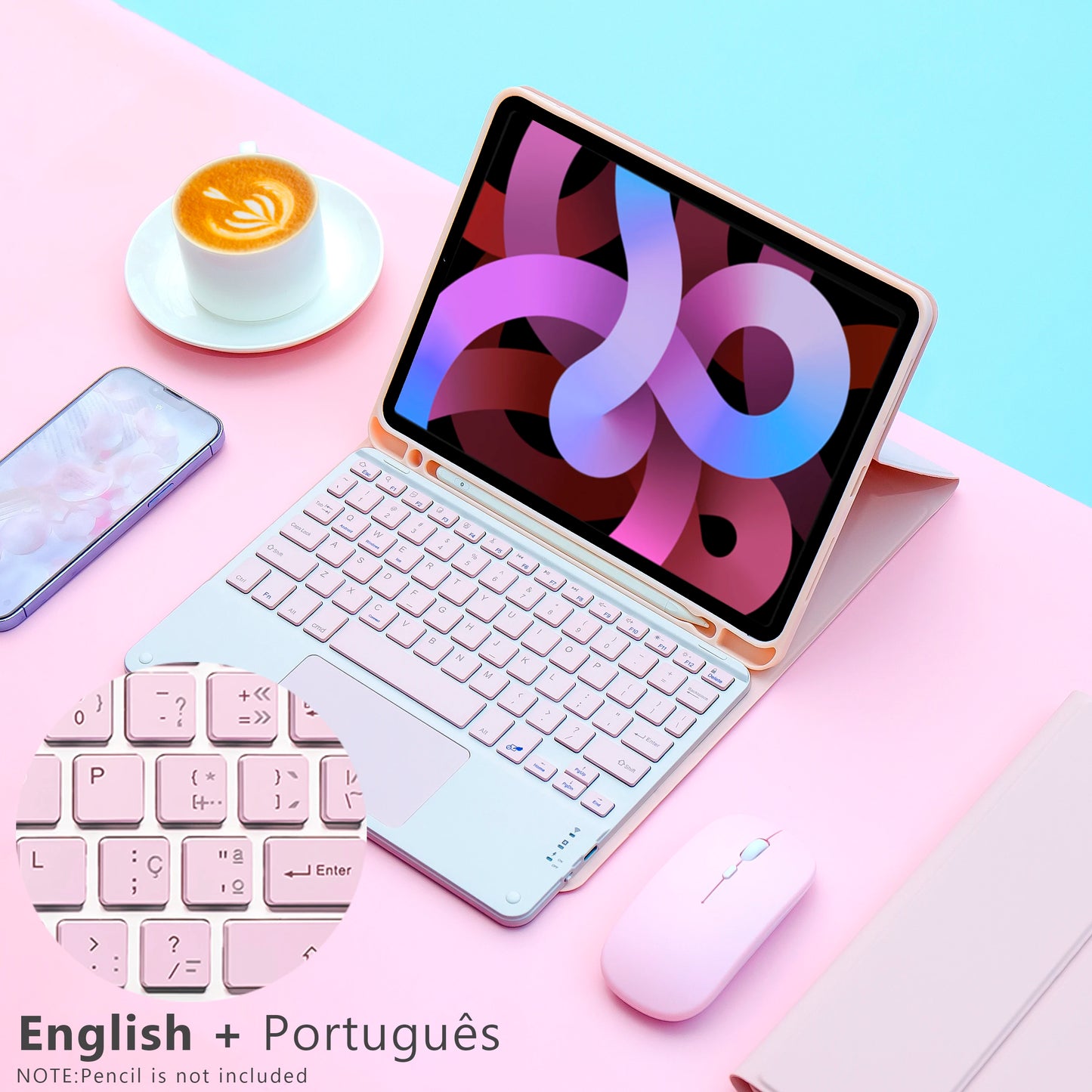 iPad Keyboard Case with Wireless Mouse – Magic Keyboard Cover for iPad 9th/10th Gen, 7th/8th, Pro 11 M4, Air M3/5/4
