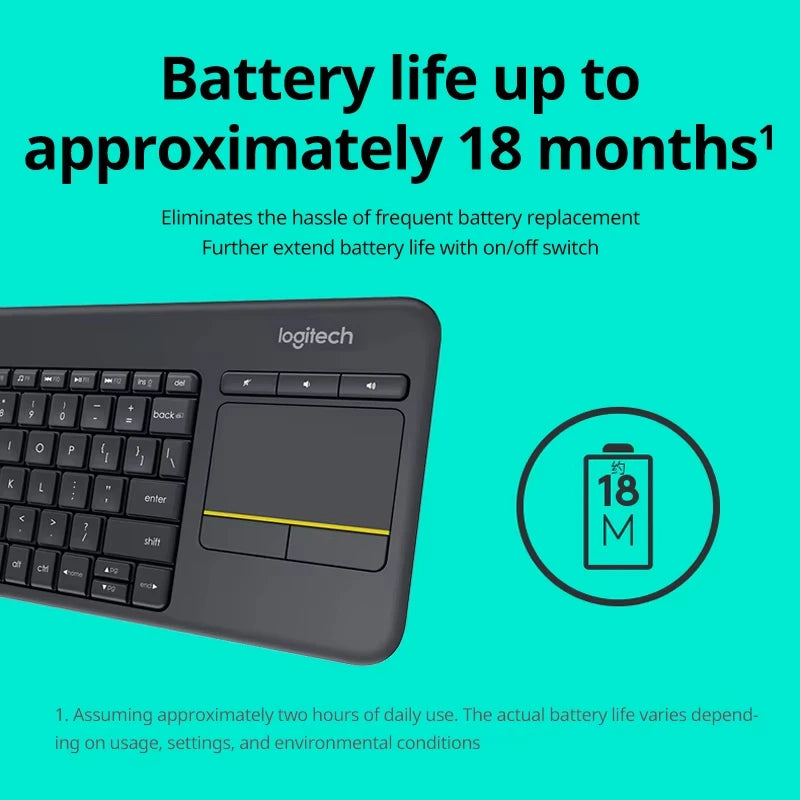 Logitech K400Plus Wireless Keyboard with Touch Panel Android Smart TV PC Laptop Office Keyboard Original binding