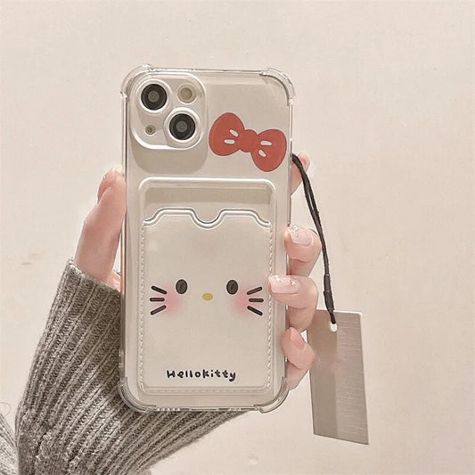 Hello Kitty Phone Case For IPhone 16 15 14 13 12 11 Pro Max 14 15 16 Plus 12 13 Mini 16E Photo Card Holder Wallet Clear Cover