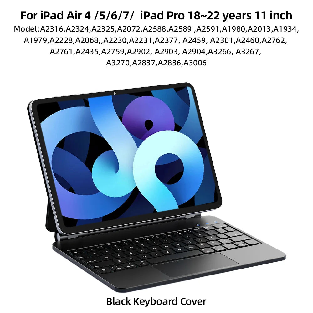 Magic Keyboard Case for iPad Air 4/5/6/7 – Smart Cover with Keyboard for iPad Pro 11” 2018–2022