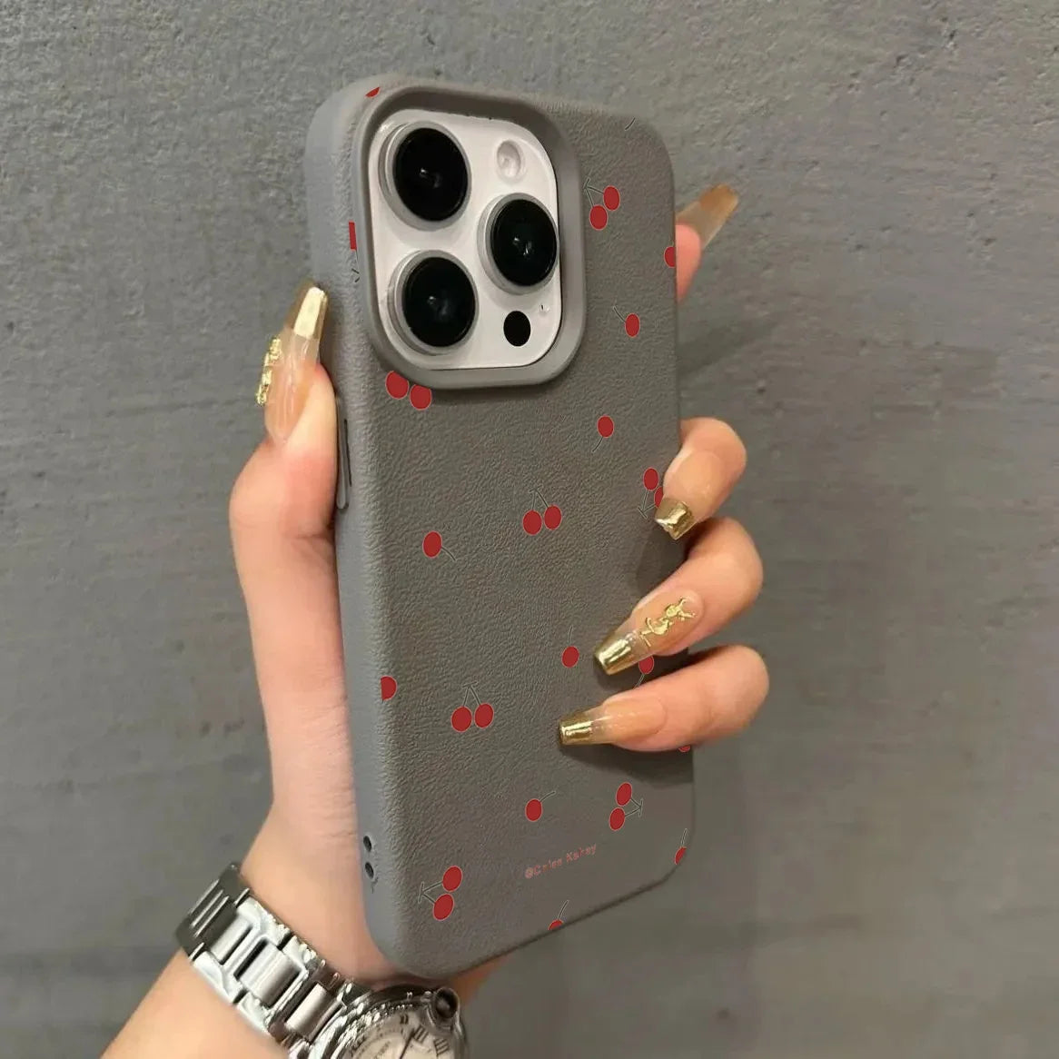 Cute Cartoon Cherry Silicone Phone Case – Lichee Pattern Protective Cover for iPhone 16/15/14/13/12/11 Pro Max/Plus/XR/XS Max