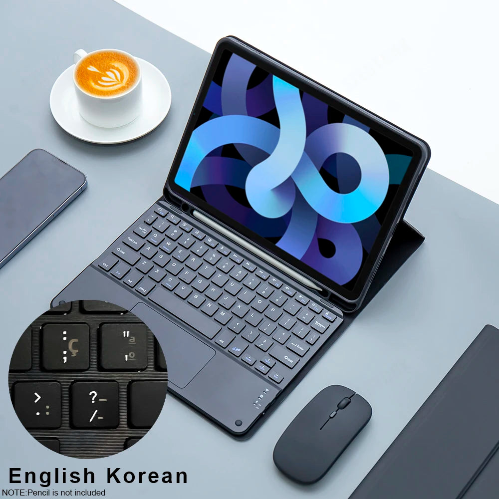 iPad Keyboard Case with Wireless Mouse – Magic Keyboard Cover for iPad 9th/10th Gen, 7th/8th, Pro 11 M4, Air M3/5/4