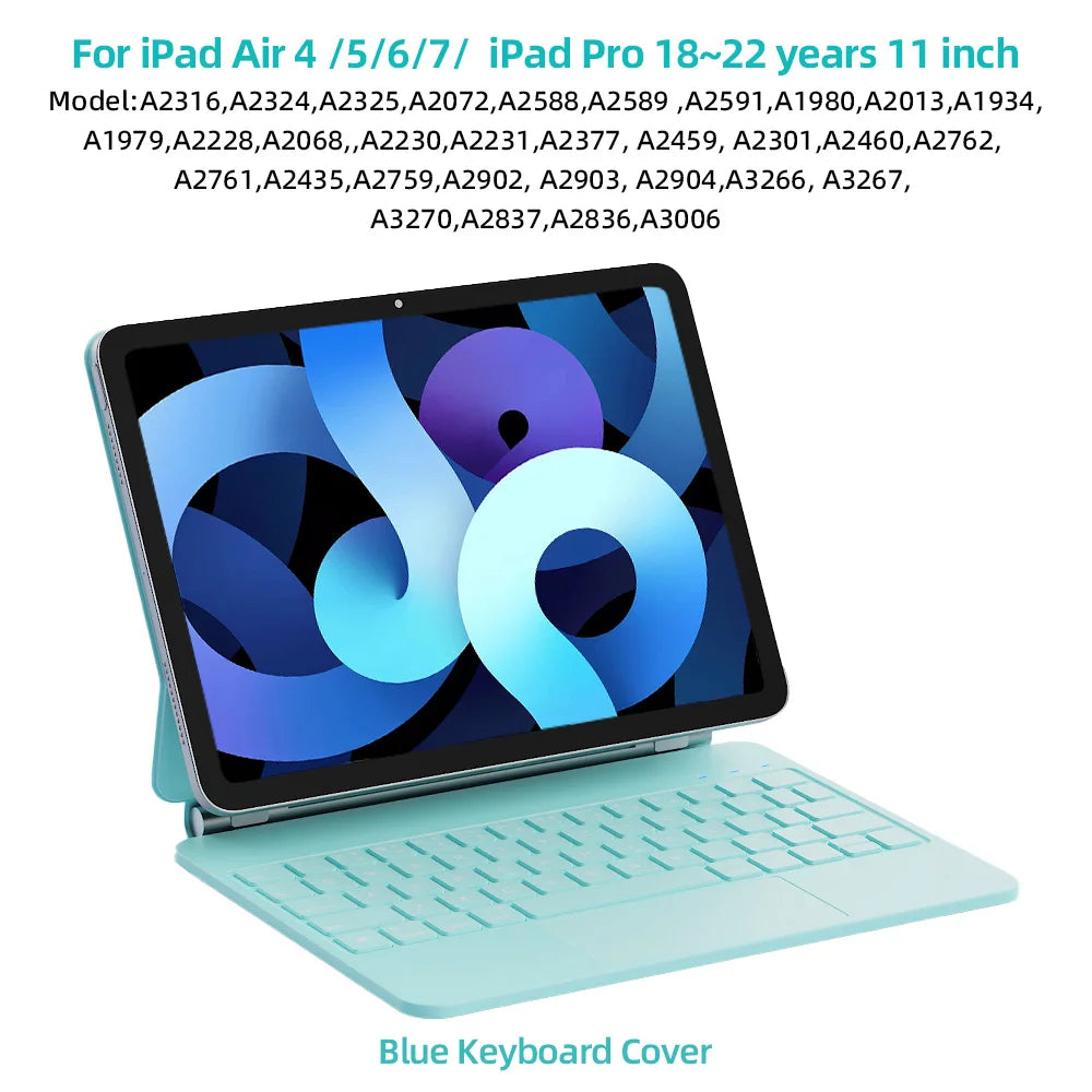 Magic Keyboard Case for iPad Air 4/5/6/7 – Smart Cover with Keyboard for iPad Pro 11” 2018–2022