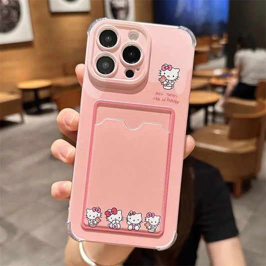 Hello Kitty Phone Case For IPhone 16 15 14 13 12 11 Pro Max 14 15 16 Plus 12 13 Mini 16E Photo Card Holder Wallet Clear Cover