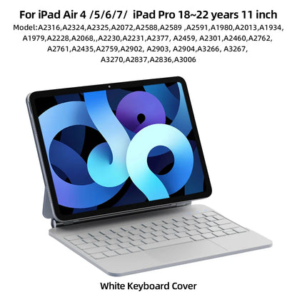Magic Keyboard Case for iPad Air 4/5/6/7 – Smart Cover with Keyboard for iPad Pro 11” 2018–2022