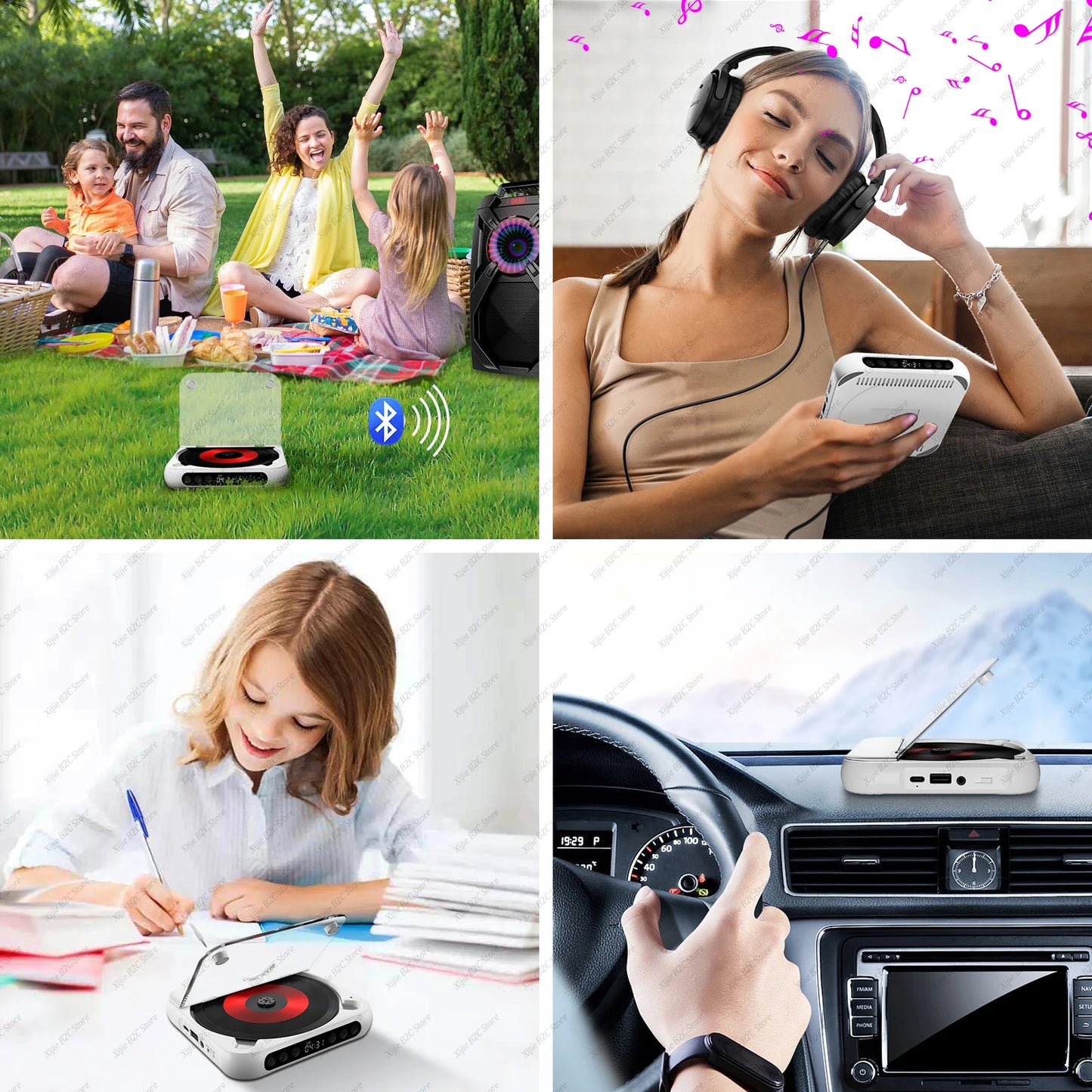 KC-918 CD Player Portable Bluetooth Music Player CD Runner Dustproof Cover 6 Modes A-B Repeat Timer With Remote Control