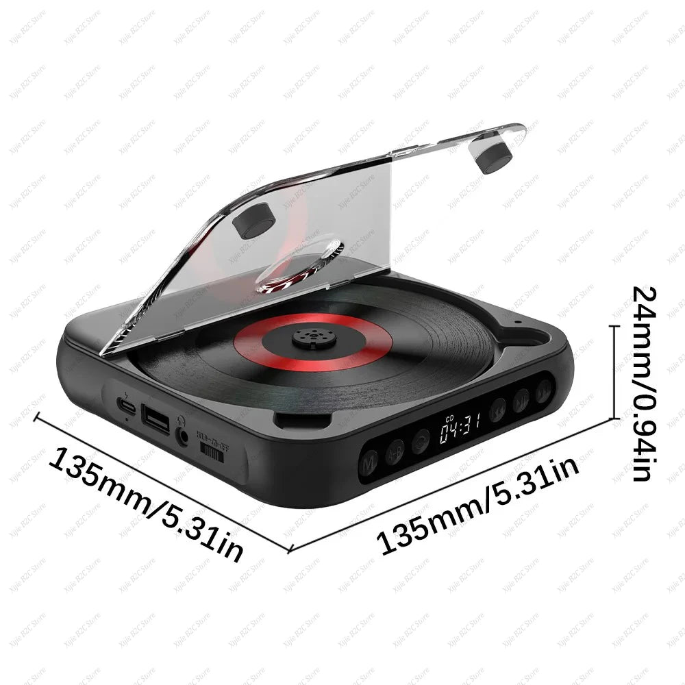 KC-918 CD Player Portable Bluetooth Music Player CD Runner Dustproof Cover 6 Modes A-B Repeat Timer With Remote Control