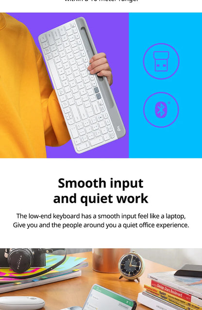Logitech K580 Wireless Keyboard Portable Thin Light Multi-device Office Keyboard For PC Tablet Laptop Ipad Office Computer
