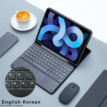 iPad Keyboard Case with Wireless Mouse – Magic Keyboard Cover for iPad 9th/10th Gen, 7th/8th, Pro 11 M4, Air M3/5/4