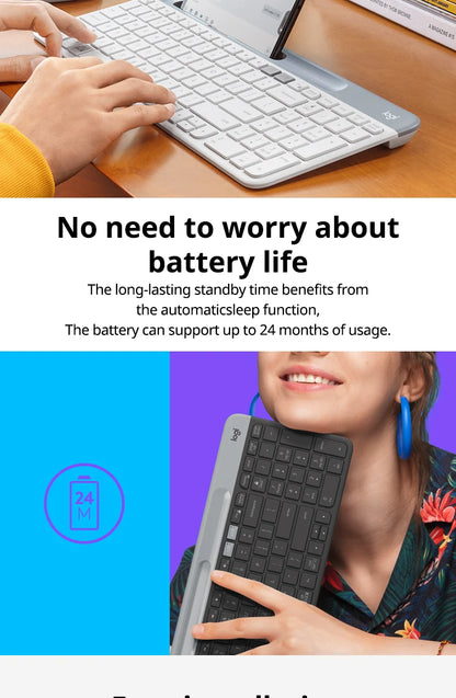 Logitech K580 Wireless Keyboard Portable Thin Light Multi-device Office Keyboard For PC Tablet Laptop Ipad Office Computer