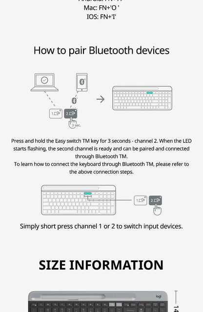 Logitech K580 Wireless Keyboard Portable Thin Light Multi-device Office Keyboard For PC Tablet Laptop Ipad Office Computer