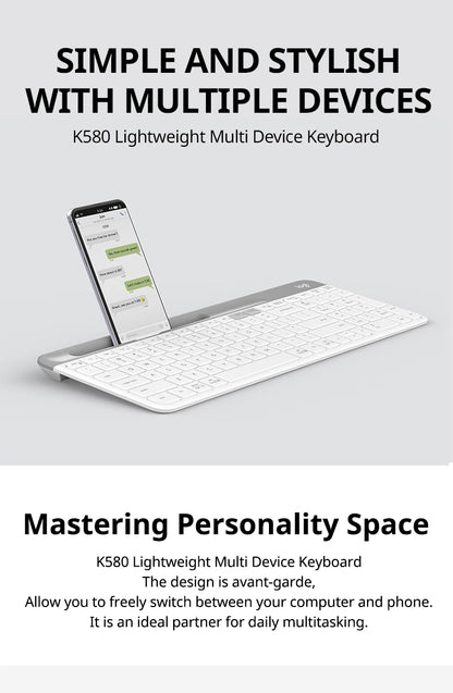 Logitech K580 Wireless Keyboard Portable Thin Light Multi-device Office Keyboard For PC Tablet Laptop Ipad Office Computer