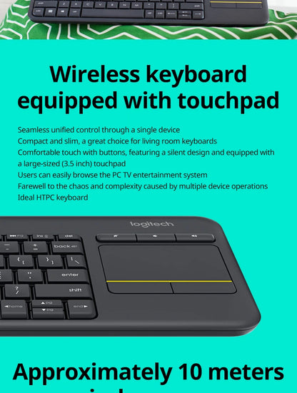 Logitech K400Plus Wireless Keyboard with Touch Panel Android Smart TV PC Laptop Office Keyboard Original binding
