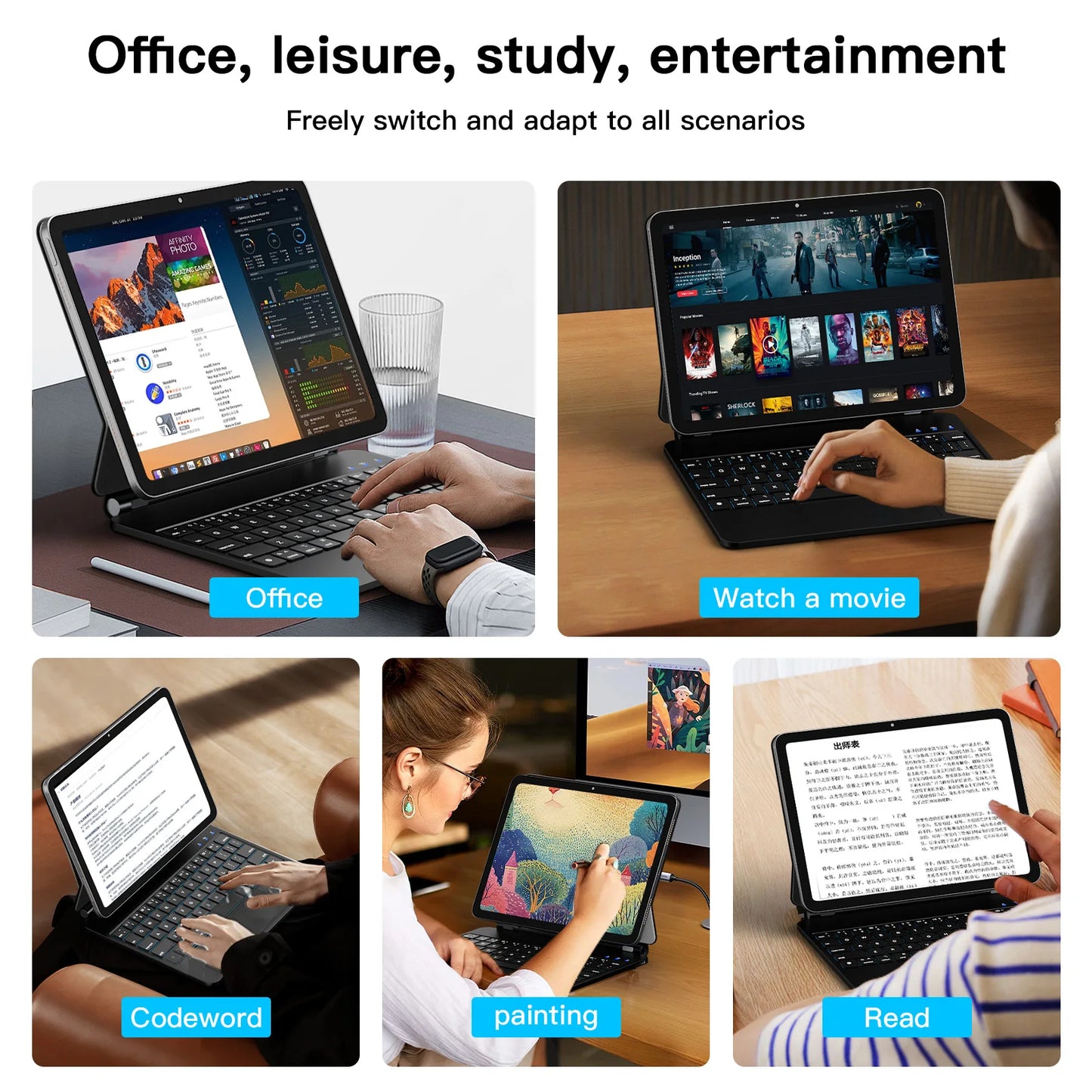 Magic Keyboard Case for iPad Air 4/5/6/7 – Smart Cover with Keyboard for iPad Pro 11” 2018–2022