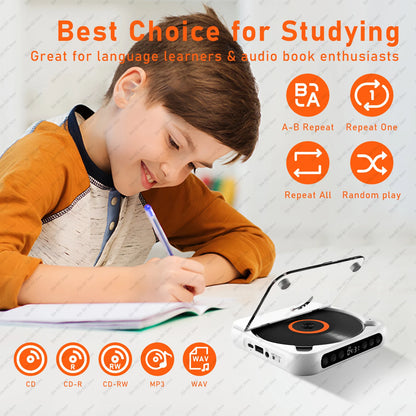 KC-918 CD Player Portable Bluetooth Music Player CD Runner Dustproof Cover 6 Modes A-B Repeat Timer With Remote Control