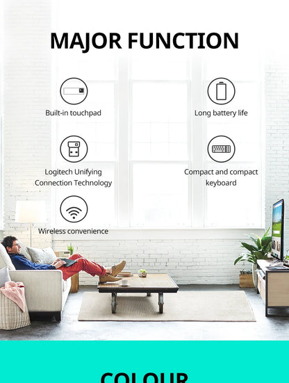 Logitech K400Plus Wireless Keyboard with Touch Panel Android Smart TV PC Laptop Office Keyboard Original binding