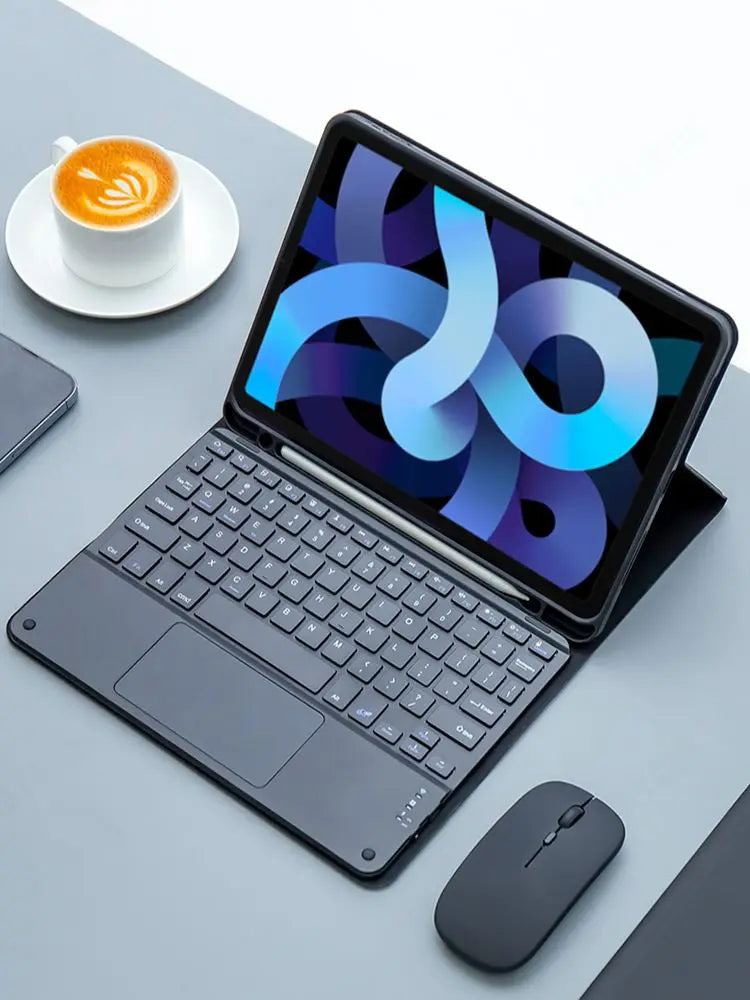 iPad Keyboard Case with Wireless Mouse – Magic Keyboard Cover for iPad 9th/10th Gen, 7th/8th, Pro 11 M4, Air M3/5/4