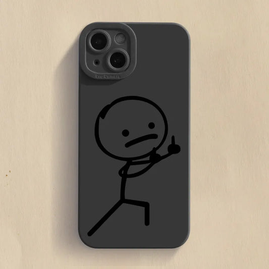 Cute Cartoon Matchman Matte Silicone Phone Case For iPhone 16 11 12 13 14 15 17 Pro Max XR XS X 7 8 Plus SE2 16E Soft Back Cover