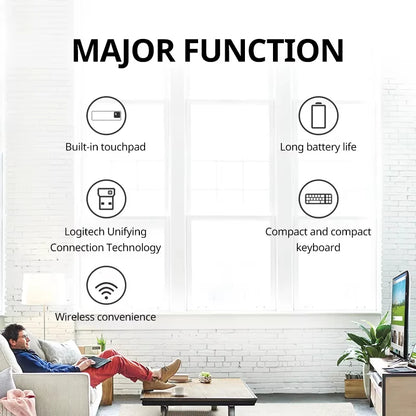 Logitech K400Plus Wireless Keyboard with Touch Panel Android Smart TV PC Laptop Office Keyboard Original binding