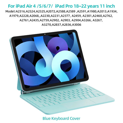 Magic Keyboard Case for iPad Air 4/5/6/7 – Smart Cover with Keyboard for iPad Pro 11” 2018–2022