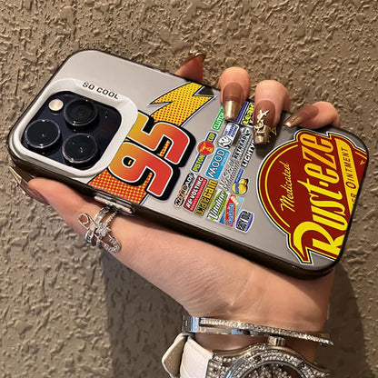 Lightning McQueen 95 Cars Plating Case for iPhone 13 14 16 15 12 11 Pro Max XS X XR 8 7 Plus SE 2020 Shockproof Matte Hard Cover