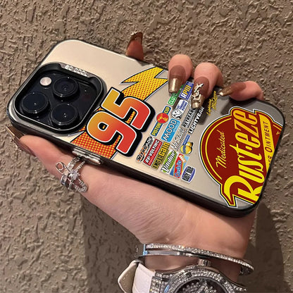 Lightning McQueen 95 Cars Plating Case for iPhone 13 14 16 15 12 11 Pro Max XS X XR 8 7 Plus SE 2020 Shockproof Matte Hard Cover