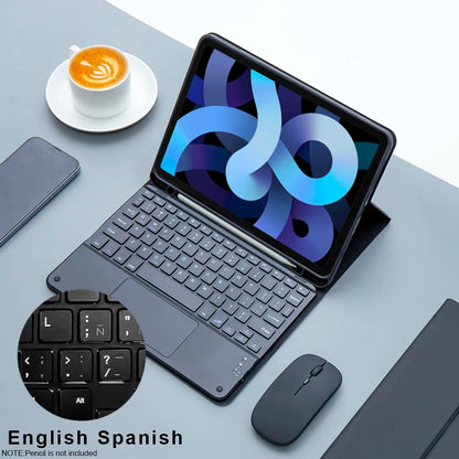 iPad Keyboard Case with Wireless Mouse – Magic Keyboard Cover for iPad 9th/10th Gen, 7th/8th, Pro 11 M4, Air M3/5/4