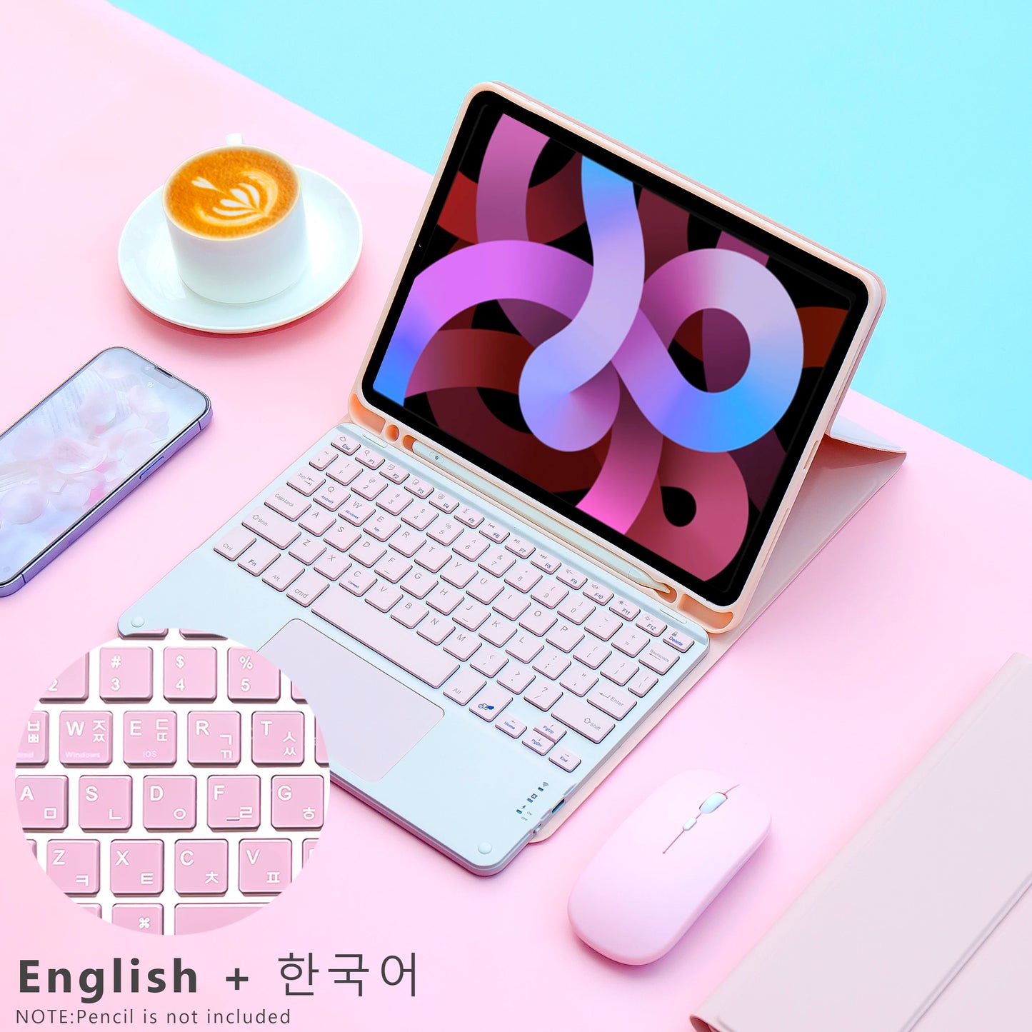 iPad Keyboard Case with Wireless Mouse – Magic Keyboard Cover for iPad 9th/10th Gen, 7th/8th, Pro 11 M4, Air M3/5/4