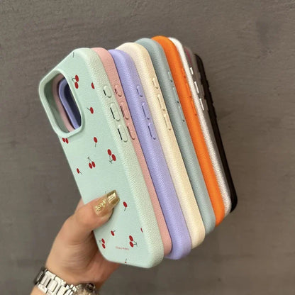 Cute Cartoon Cherry Silicone Phone Case – Lichee Pattern Protective Cover for iPhone 16/15/14/13/12/11 Pro Max/Plus/XR/XS Max