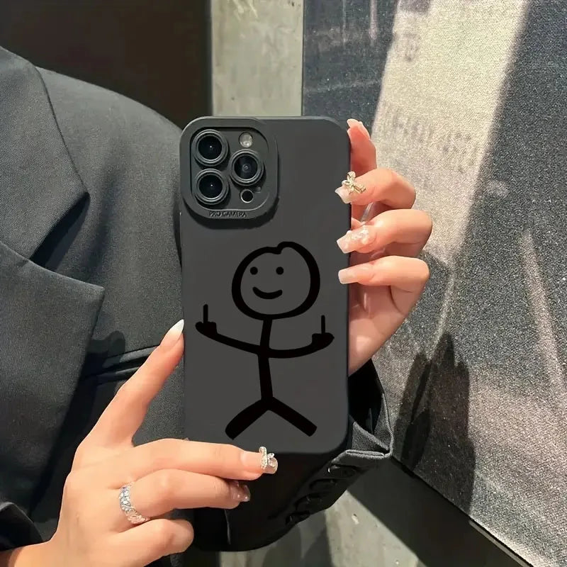 Cute Cartoon Matchman Matte Silicone Phone Case For iPhone 16 11 12 13 14 15 17 Pro Max XR XS X 7 8 Plus SE2 16E Soft Back Cover