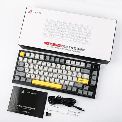 Ajazz AK820/AK820Pro Gaming Mechanical Keyboard Bluetooth 5.1/Wireless/C-Wired Customized Keyboard with Knob Hot Swapping Gasket